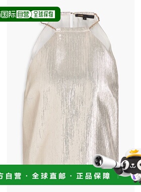 1h可退 潮奢 Maje 女士 链条装饰金银锦缎上衣 MFPTO01021ARGENT