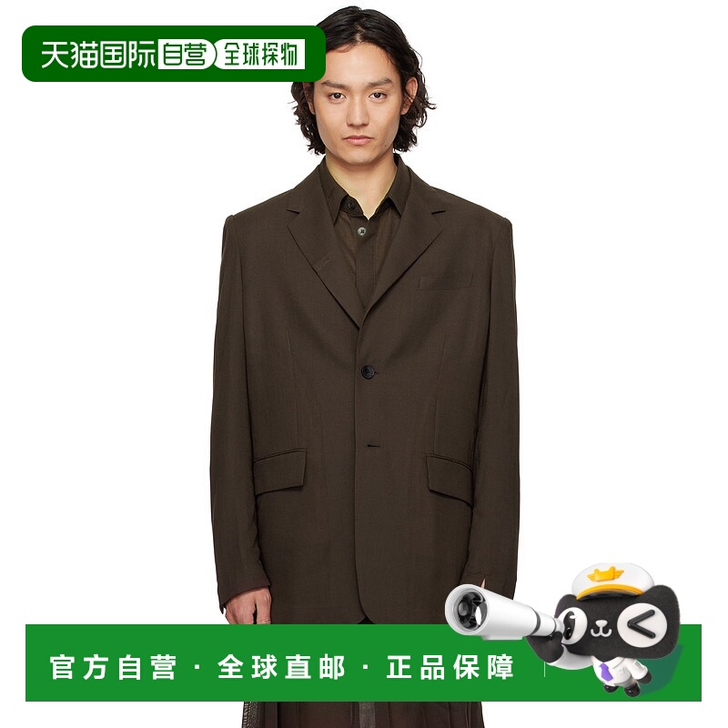 1h可退 潮奢 Feng Chen Wang 男士 棕色半透明西装外套 FUS19JK25