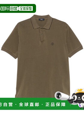 HERNO 男士T恤 JPL00134U540067730 SS2025 棕色 logo刺绣polo衫