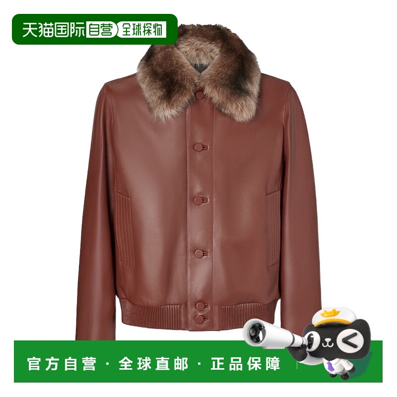 1h可退 FENDI 男士夹克 FPJ999AQOIF0QE1 AW2025 棕色 长袖皮夹克