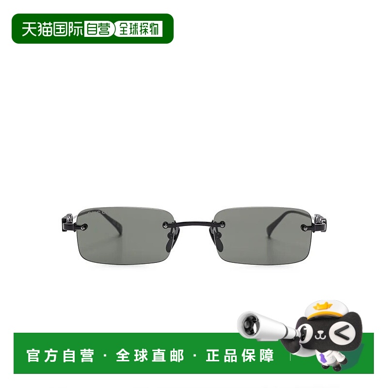 1h可退 潮奢 Gucci 古驰 男士 00 全黑灰色金属太阳眼镜 GG808S00