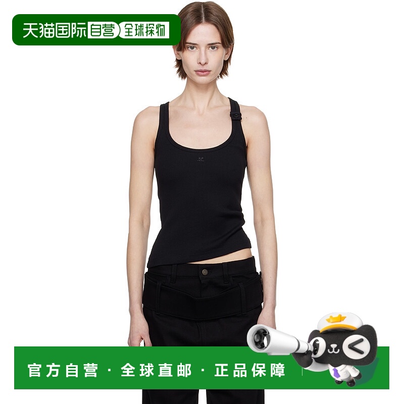 1h可退 潮奢 Courreges 女士 黑色 90's Rib 背心 125JDE123JS019