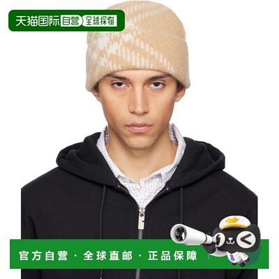 Burberry 巴宝莉 男士 驼色 Check Mohair Wool Blend 毛线帽 812