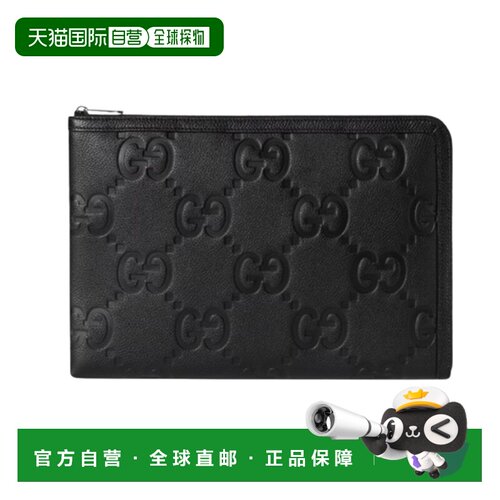 GUCCI 男士手拿包 792262AABY01000 AW2024 黑色 Jumbo GG pouch
