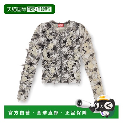DIESEL 女士针织衫 A214650LKDQ900B AW2025 灰色 千鸟格提花烧花