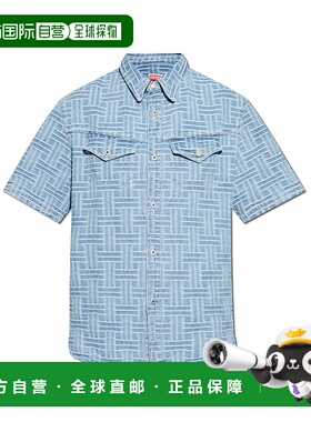 KENZO 男士衬衫 FF55DC1026J4DB SS2025 蓝色 Denim shirt with s