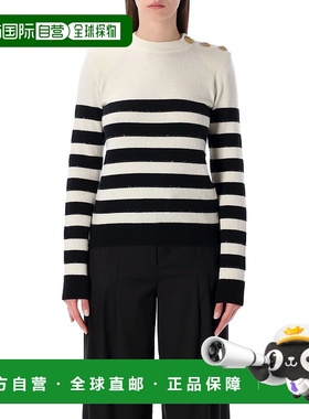 BALMAIN 女士针织衫 GF1KD005KJ60GAU SS2026 花色 STRIPED BUTTO
