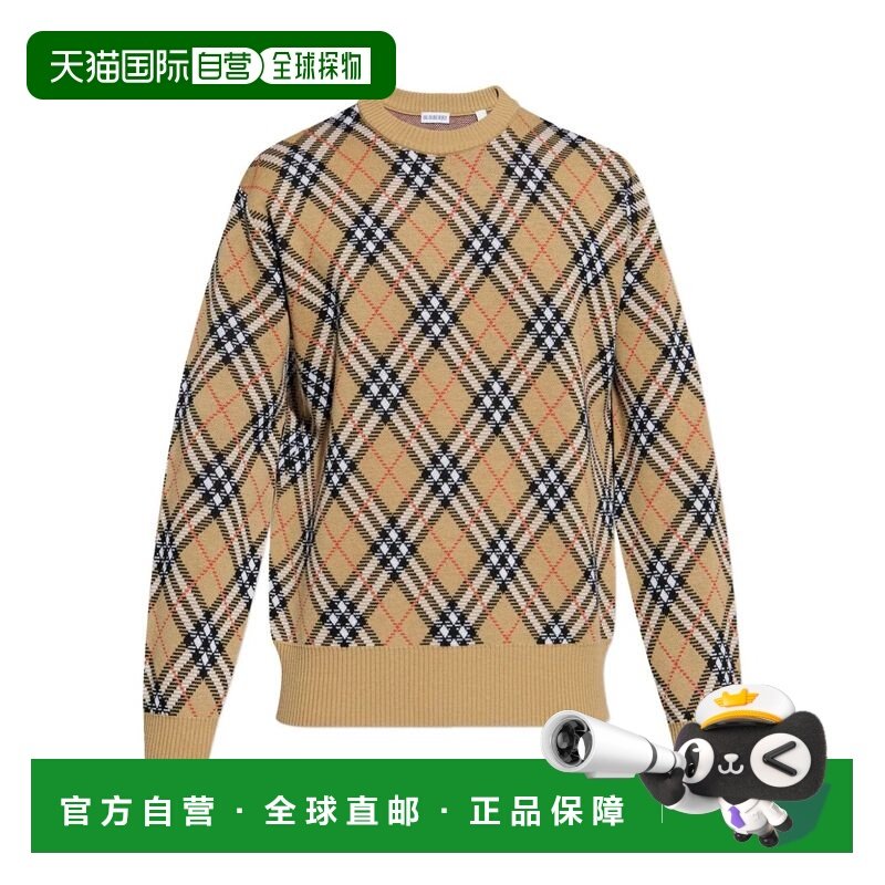 1h可退 潮奢 Burberry 巴宝莉 男士 格纹羊毛水手领毛衣 8111379S,男装,针织衫/毛衣,淘宝优惠券,粉丝福利购,淘宝优惠卷