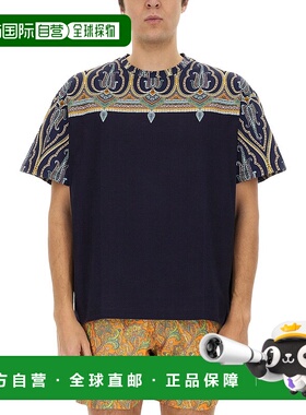 1h可退 ETRO 男士T恤 MRMA0022AJ276X0883 SS2025 蓝色 印花T恤