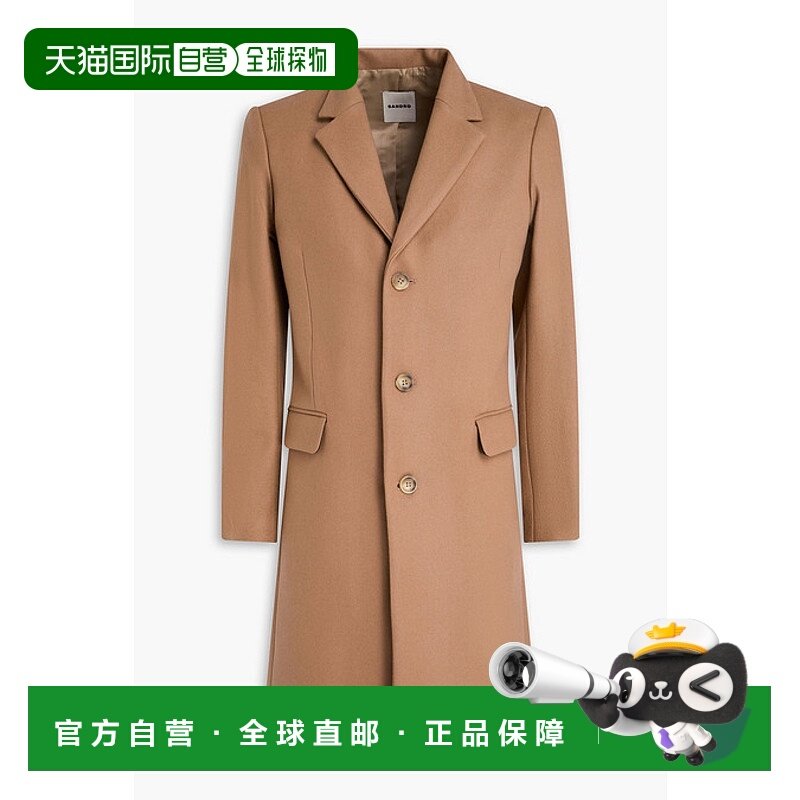 1h可退 潮奢 Sandro 男士 羊毛混纺毛毡大衣 SHPMA00348BEIGE男装