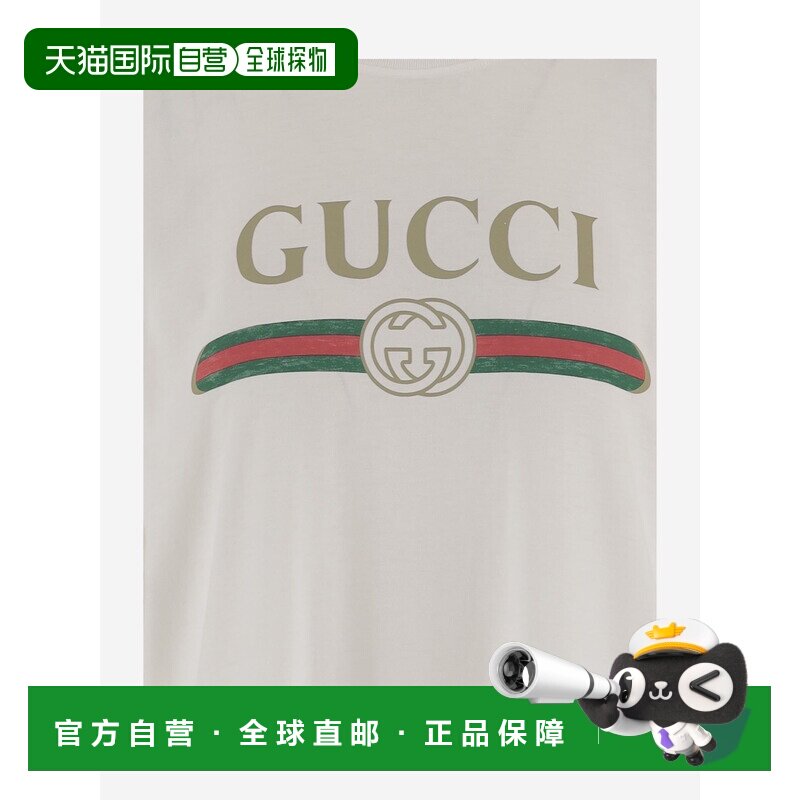 GUCCI 女士T恤 865015XJHUF9280 SS2026 白色 印花棉质针织真丝T