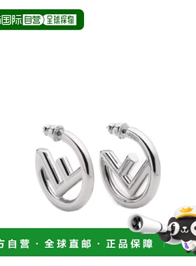 FENDI 女士耳饰 8AK625B08F1FN6 AW2025 银色 F 耳环