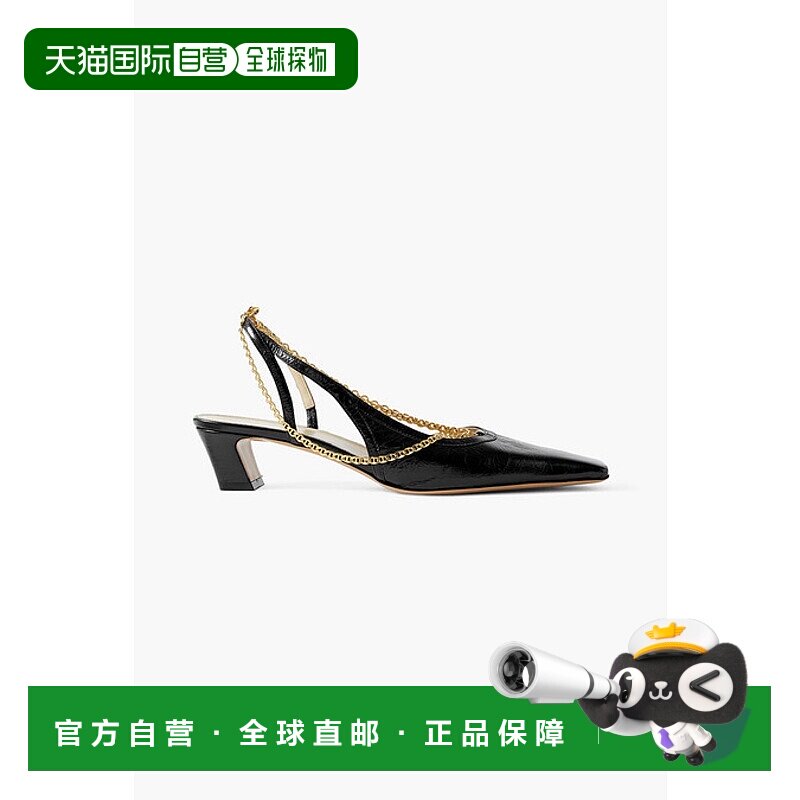 1h可退 潮奢 KHAITE 女士 Marfa 链条装饰起皱皮革露跟浅口鞋 F20