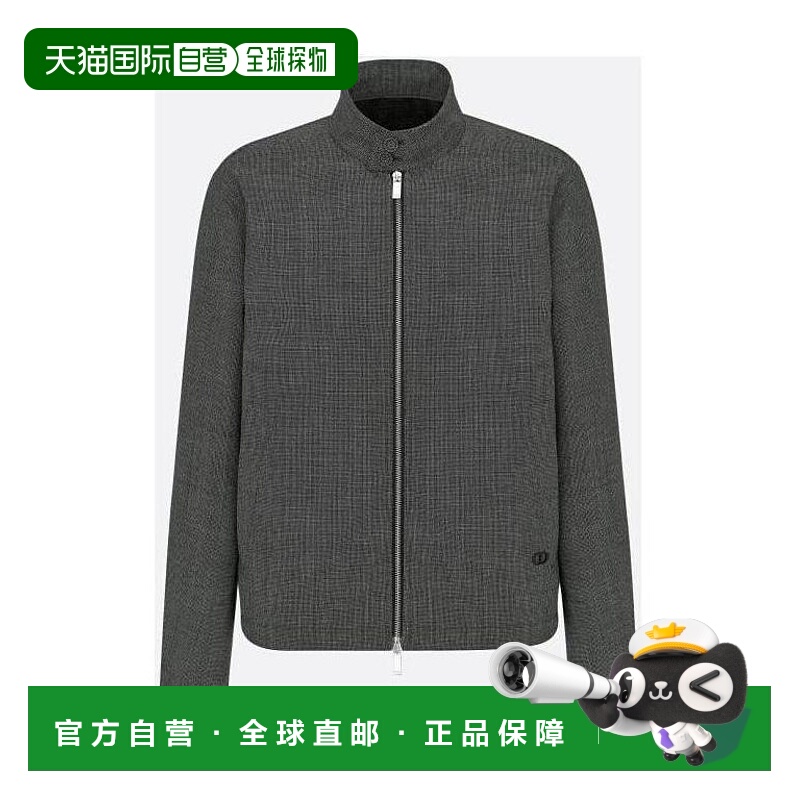 1h可退 DIOR 男士夹克 113C440A4994C980 SS2024 黑色 立领拉链休