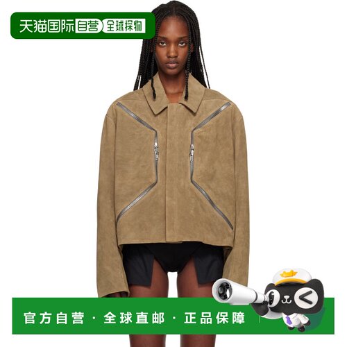 rick owens 瑞克 欧文斯 女士 驼色 Temple Heizer Mac 绒面革夹
