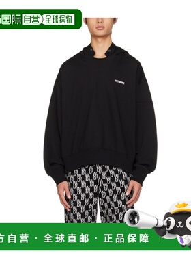 WE11DONE 男士针织毛衣 WDTH322867UBK SS2023 黑色 徽标连帽卫衣