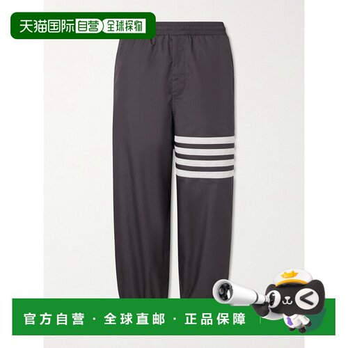 Thom Browne 汤姆 布朗 男士 灰色 Shiny Ripstop 4-Bar 运动裤 M