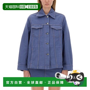 甘尼 GANNI 女士 条纹牛仔夹克 1h可退 J1522新款 潮奢