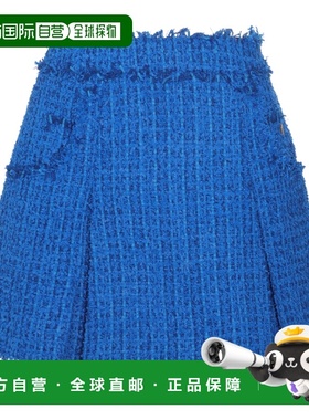 BALMAIN 女士半身裙 BF0LB873XF916KH AW2023 蓝色a字裙