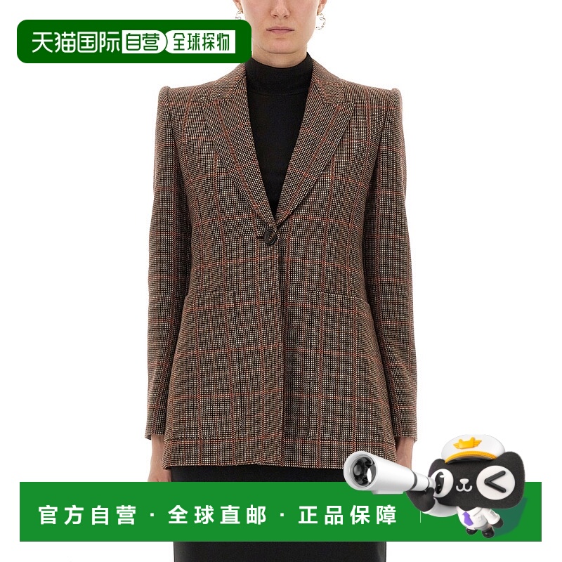 1h可退 CHLOÉ 女士夹克 25AVE5309793C CO 棕色 PLAID WOOL TAILO