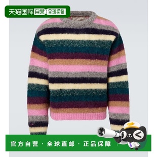 潮奢 colorful花色 Erl 条纹羊驼毛混纺毛衣 舒适时 男士 1h可退