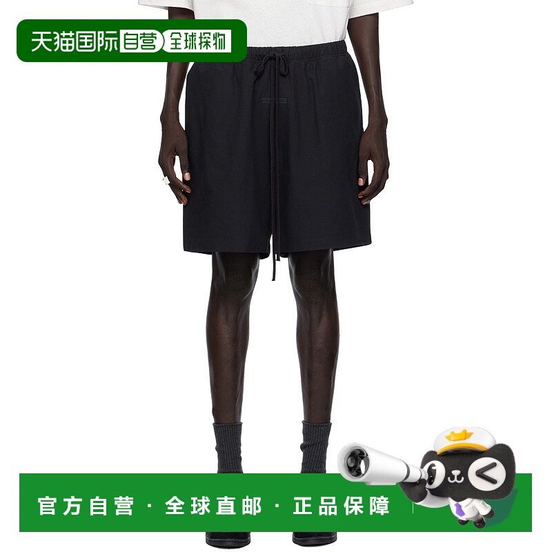 1h可退 潮奢 Essentials 男士 黑色 Oxford Soccer 短裤 160SP254