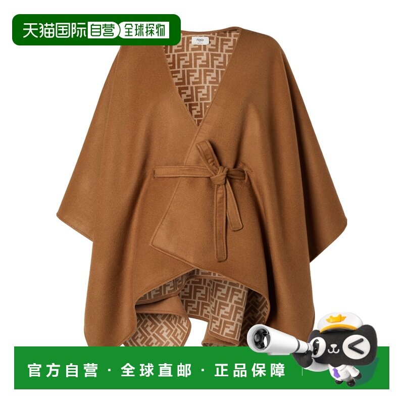 FENDI 女士外套 FXX807AYKSF0QB8 AW2025 棕色 包裹性斗篷