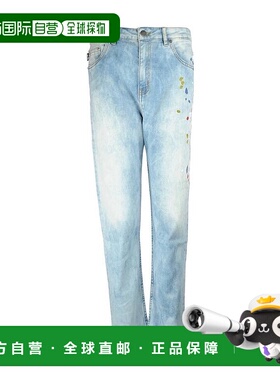 1h可退 MOSCHINO 女士牛仔裤 3818E2851036V SS2022 蓝色 印花直