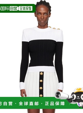 1h可退 潮奢 Balmain 巴尔曼 女士 黑色 & 白色 Long-Sleeved Two