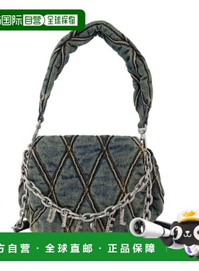 DIESEL 女士单肩包 X09597P5570 AW2025 蓝色 Diesel Char- D Sma
