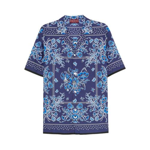 GUCCI 男士衬衫 794907Z7ARC4023 AW2025 蓝色 `Disco` Bowling S