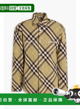 潮奢 Burberry 巴宝莉 男士 格纹羊毛混纺法兰绒衬衫 MPM93N1121C