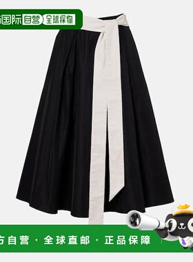 1h可退 潮奢 'S Max Mara 女士 Baschi 褶裥棉混纺中长半身裙