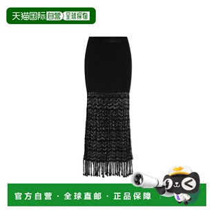 GANNI 女士半身裙 K24352702099 SS2025 黑色 Skirt with fringes