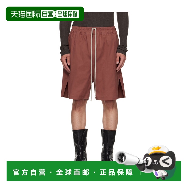 RICK OWENS 男士短裤 RU02E1397TE13 AW2025 棕色 松紧腰短裤