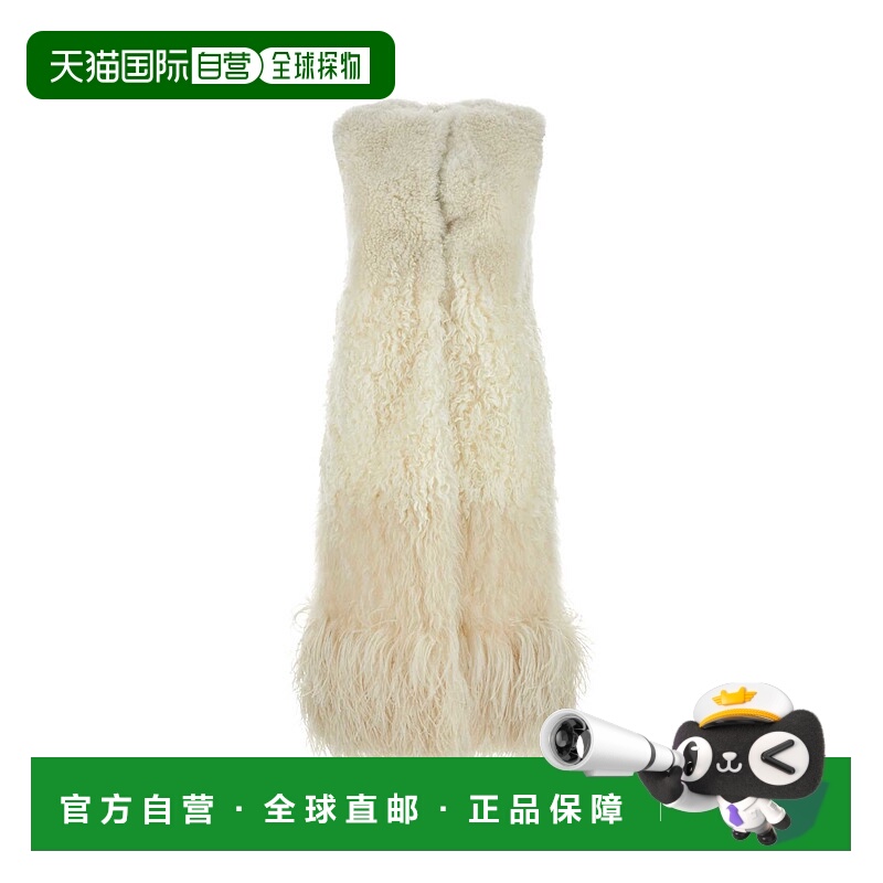 1h可退 潮奢 Prada 普拉达 女士 米白色无袖皮草大衣 594071XM8F0
