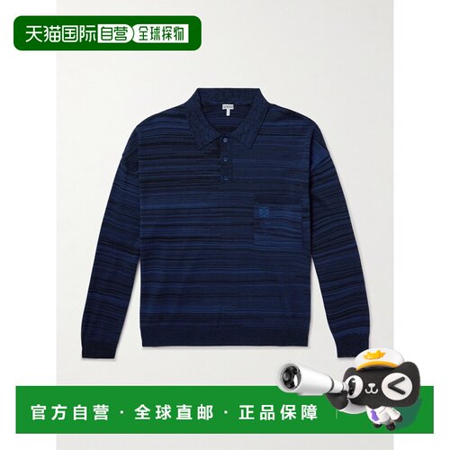 LOEWE 罗意威 男士 Logo刺绣间隔染色纱羊毛Polo毛衣 H526Y14KLE