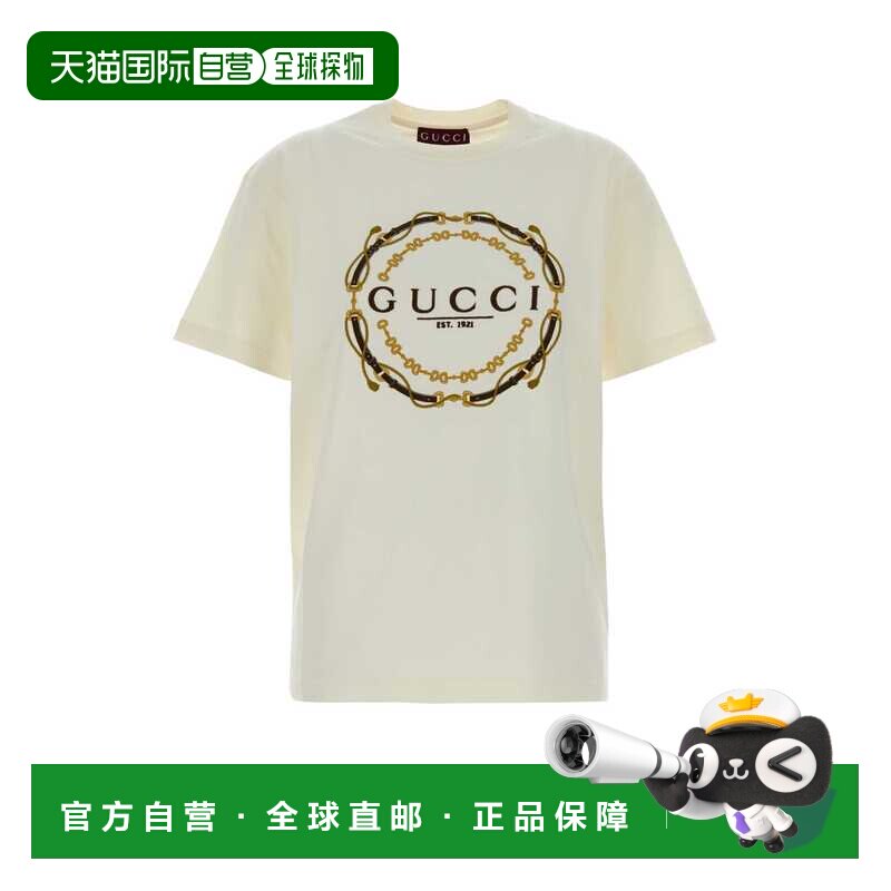 GUCCI 女士T恤 837959XJHQY9750 SS2026 白色 印花针织T恤