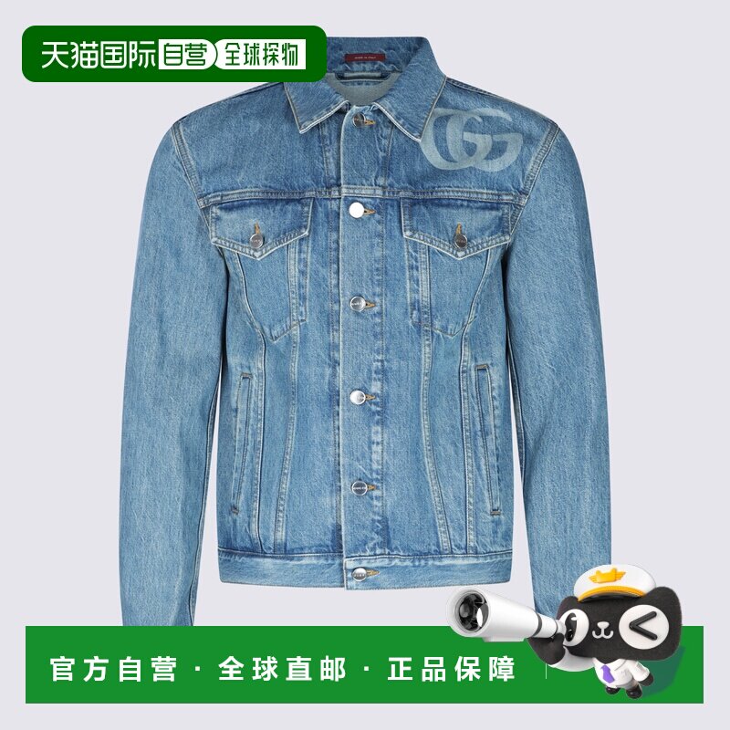 GUCCI 男士夹克 815625XDC6W4492 SS2025 蓝色 激光印花双G牛仔夹