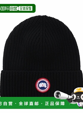 CANADA GOOSE 男士帽子 5026M61 CO 黑色 徽标无边帽针织帽