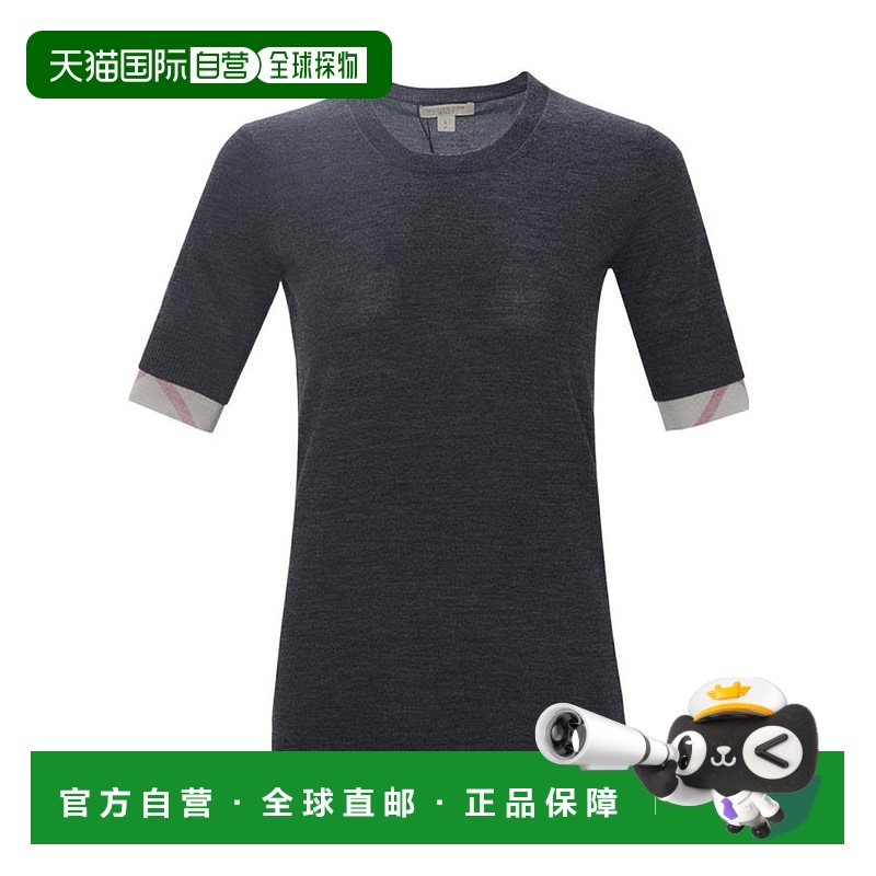 1h可退 BURBERRY 女士衬衫 39327111 AW2019 黑色 针织短袖T恤