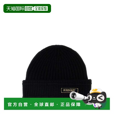 BURBERRY 女士帽子 8103340A1189 CO 黑色 Black wool beanie