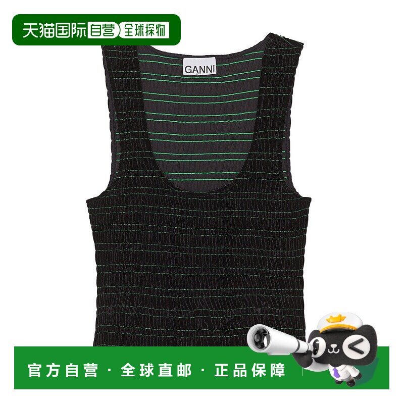 GANNI 女士衬衫 T3345099 SS2023 黑色 天鹅绒背心