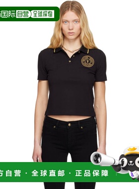 1h可退 潮奢 versace 范思哲 女士 黑色刺绣 Polo 衫 E78HAGT00EC