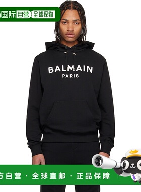 1h可退 潮奢 Balmain 巴尔曼 男士 黑色 Printed Paris 连帽衫 DH