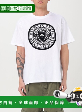 BALMAIN 男士T恤 EH1EG010BB17GAB CO 白色 Velvet Logo T-Shirt