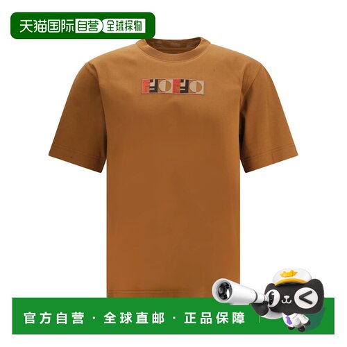 FENDI 男士T恤 FY0936AOZ3F0QB3 AW2025 驼色 圆【付后1h可退】
