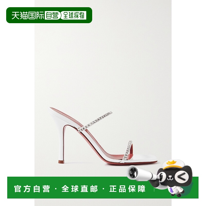 1h可退 潮奢 Amina Muaddi 女士 Gilda 水晶装饰漆皮凉拖 GILDASL