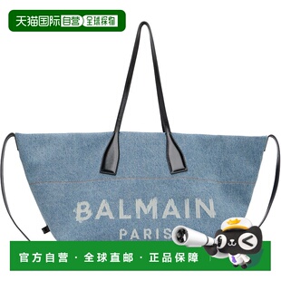 巴尔曼 女士 托特包 潮奢 FN1F Denim Balmain Track 1h可退 蓝色
