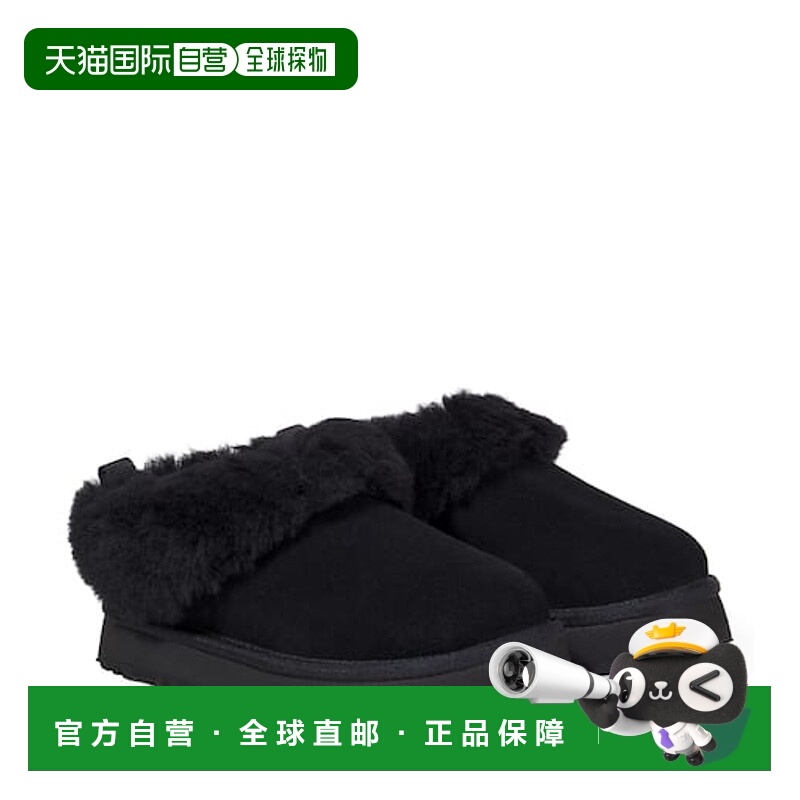 1h可退 潮奢 Ugg 女童 Tazzelle 皮毛饰边绒面革靴子童鞋